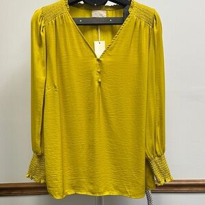 MELLODAY Yellow Smocked Blouse